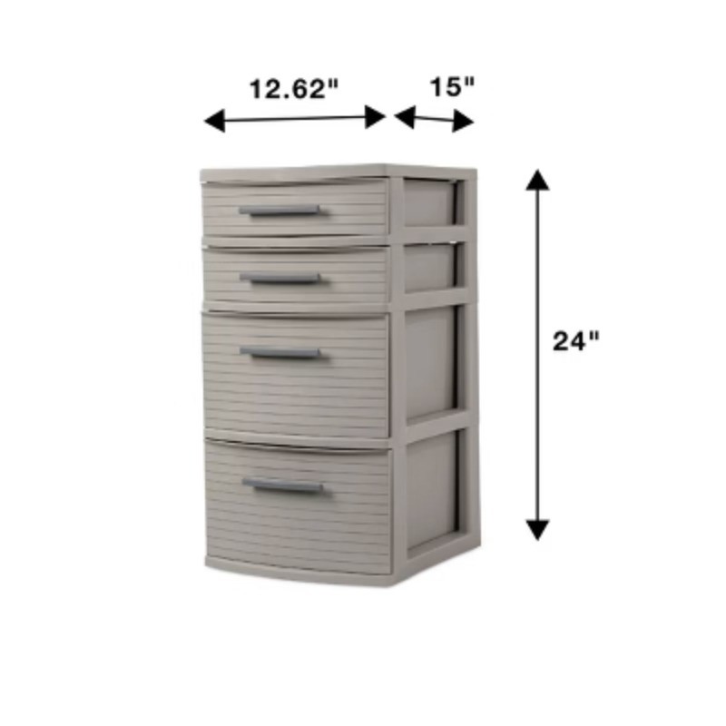 4 Drawer Weave Tower Dark Gray: Plastic Storage Organizer gallery