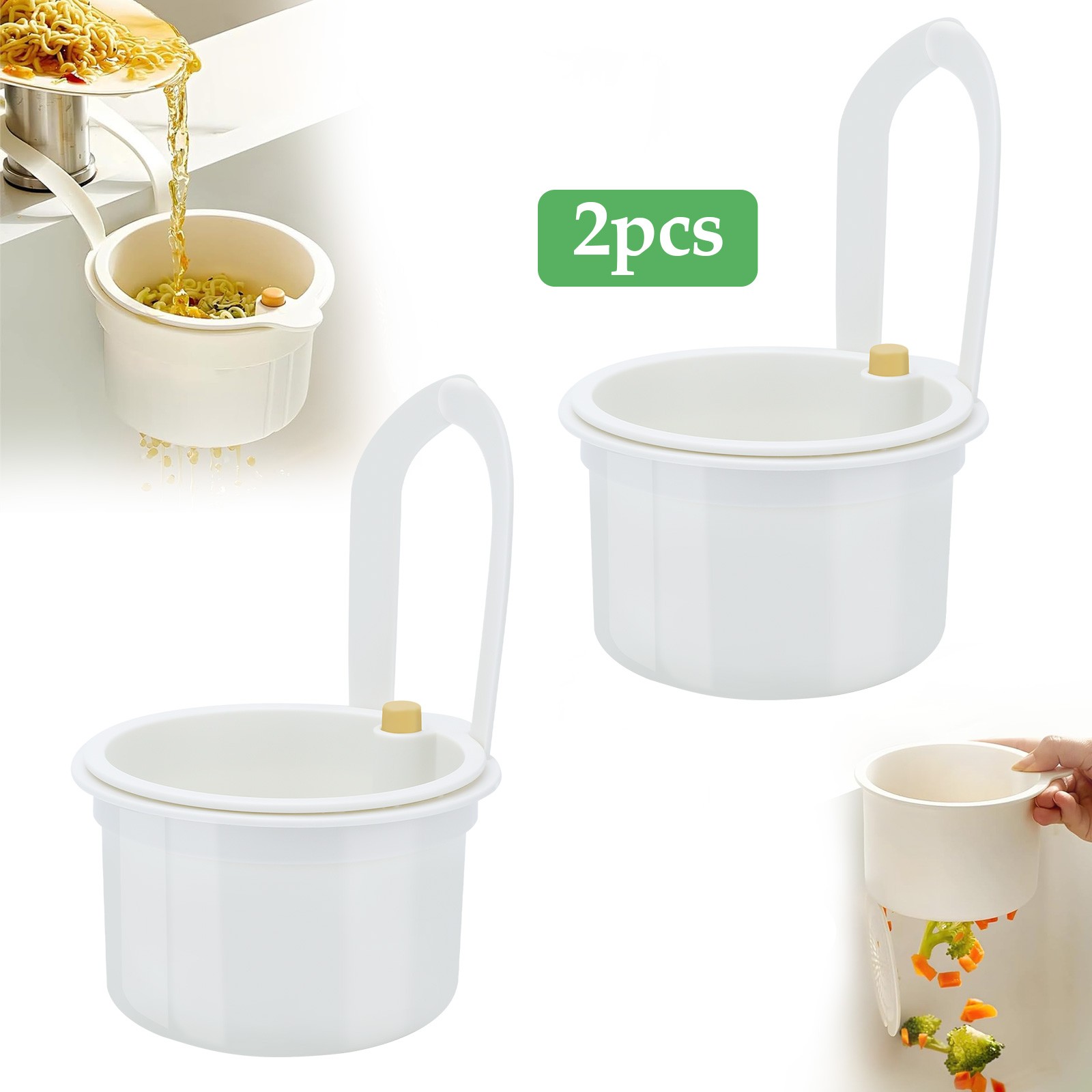 2 PCS Kitchen Sink Strainer Basket Hanging Automatic Dumping Residue Collector gallery