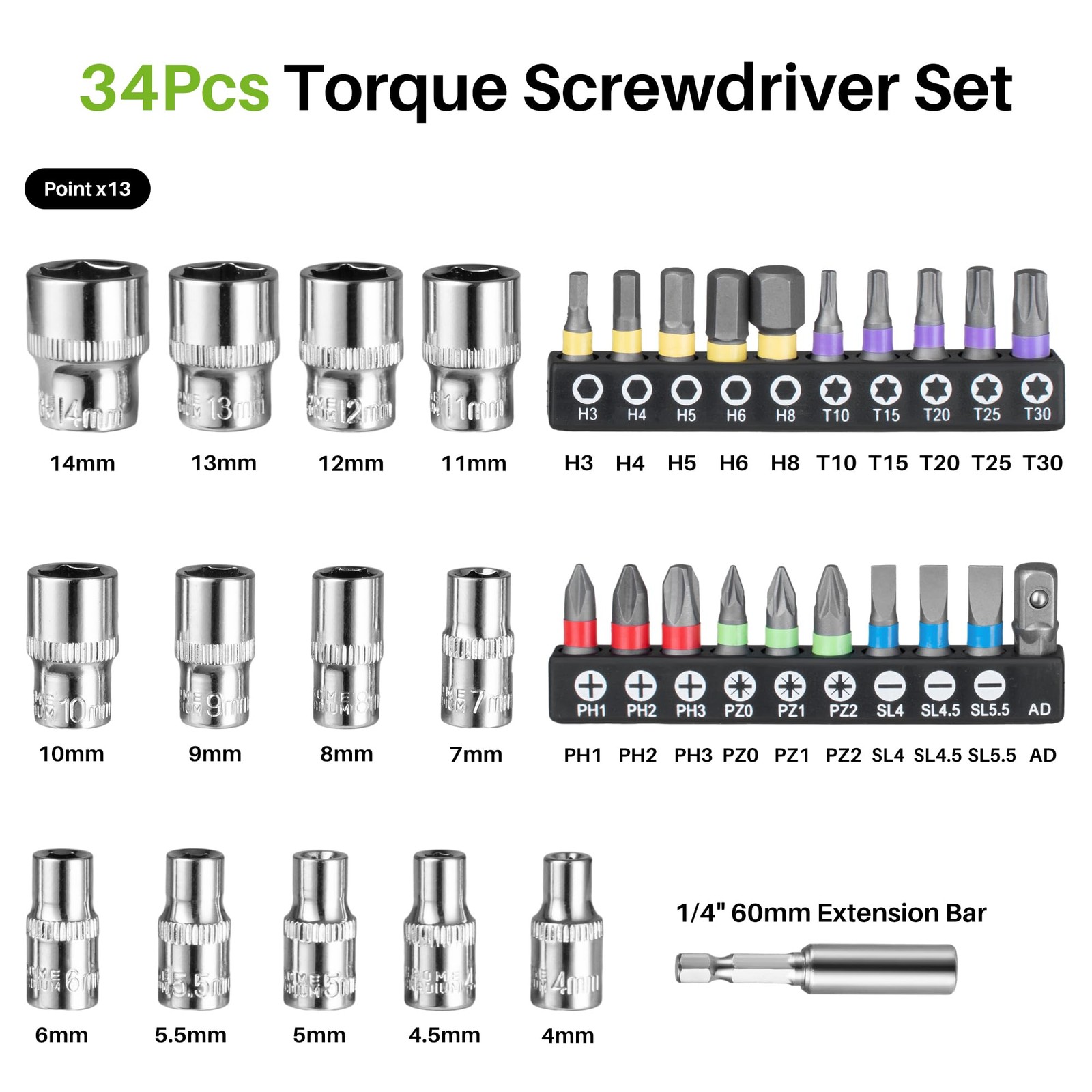 35Pcs Torque Screwdriver, 10-80In-lb Wrench Driver Set, 1/4" Drive Inch Pound... gallery