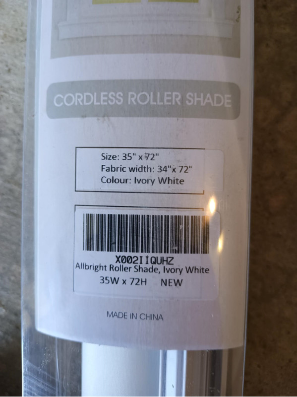 ALLBRIGHT Classic Cordless Roller Shades Windows White 72"L x 35W gallery