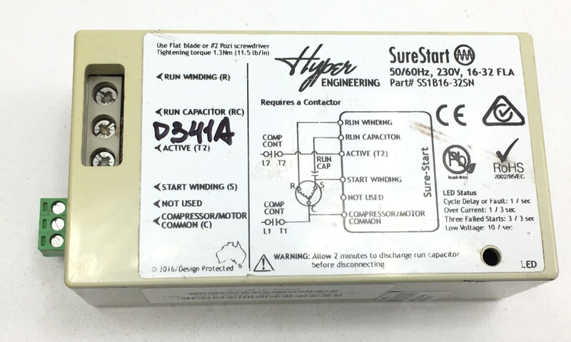 Hyper Sure Start SS1B16-32SN Single Phase Soft Starter 230V 16-32 FLA used D341A gallery