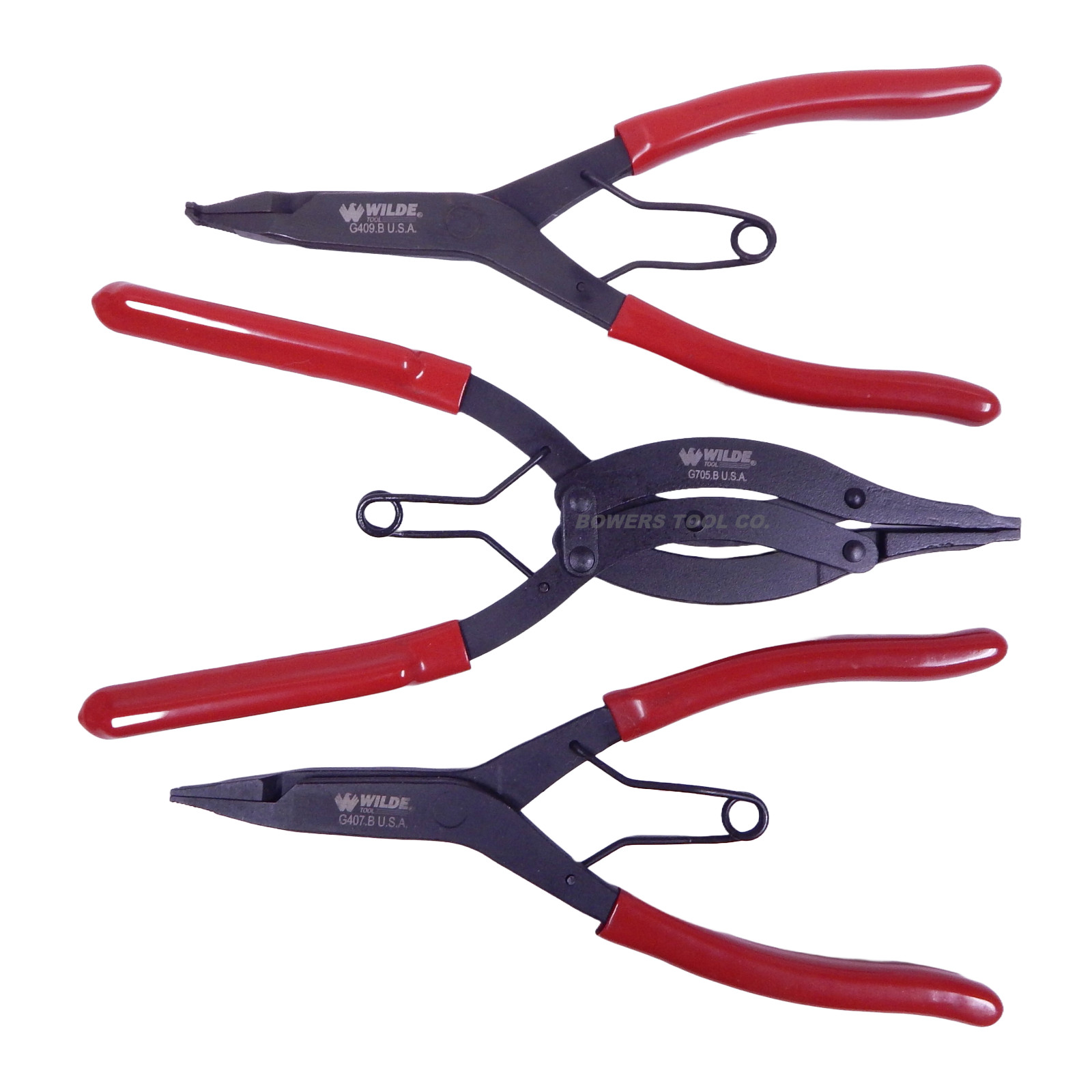 Wilde 3pc Lock Ring Pliers Set Compound Right Angle 90 Straight Black Oxide USA gallery