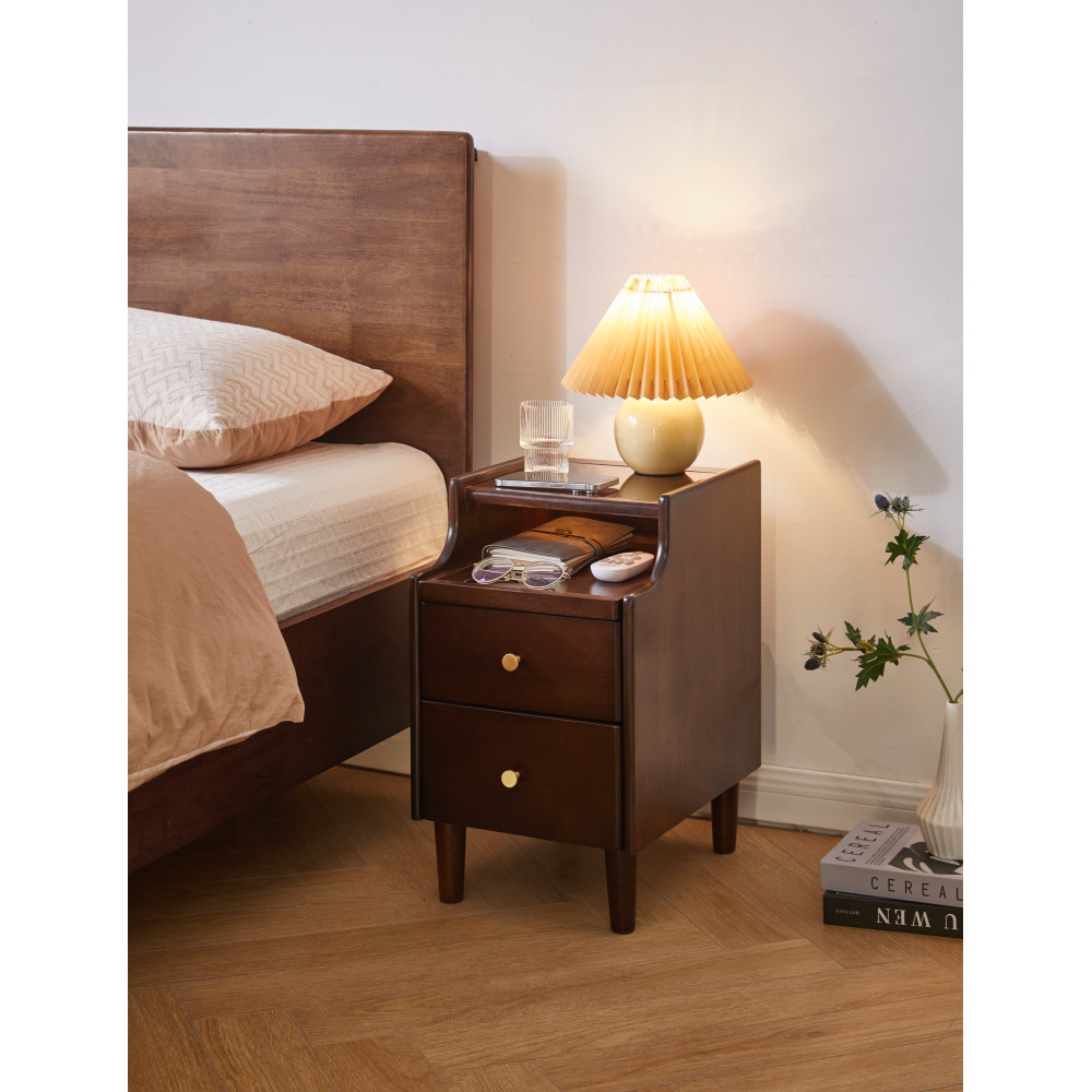 Solid Wood Nightstand with 2 Drawers & Pull-Out Panel, Bedside Sofa Side Table gallery