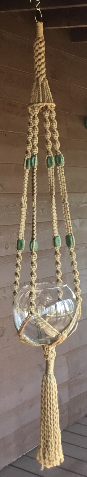 New Natural Jute Handmade Macrame Plant Hanger With Green Ceramic Beads gallery