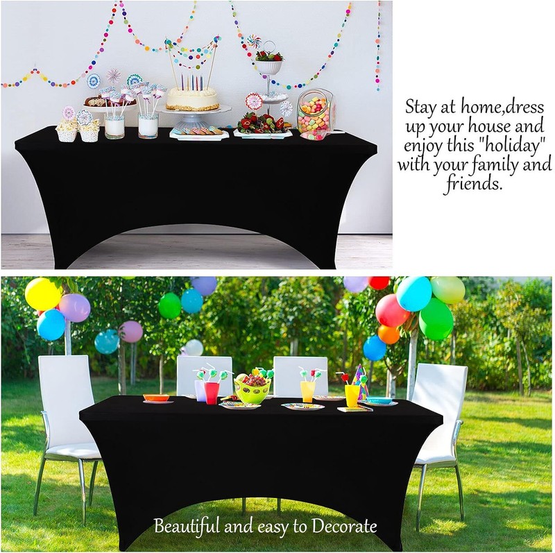 2PCS Spandex Fitted Tablecloth Rectangular Stretch Table Cover for Wedding Party gallery