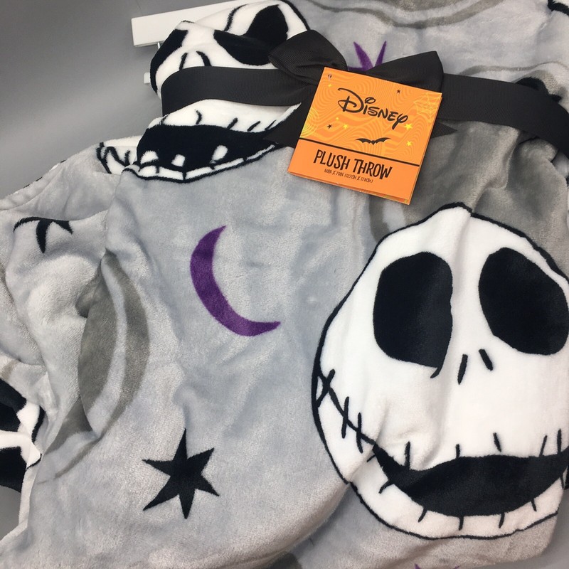 Disney Nightmare Before Christmas Jack Skellington Throw Blanket Bat Purple Gray gallery