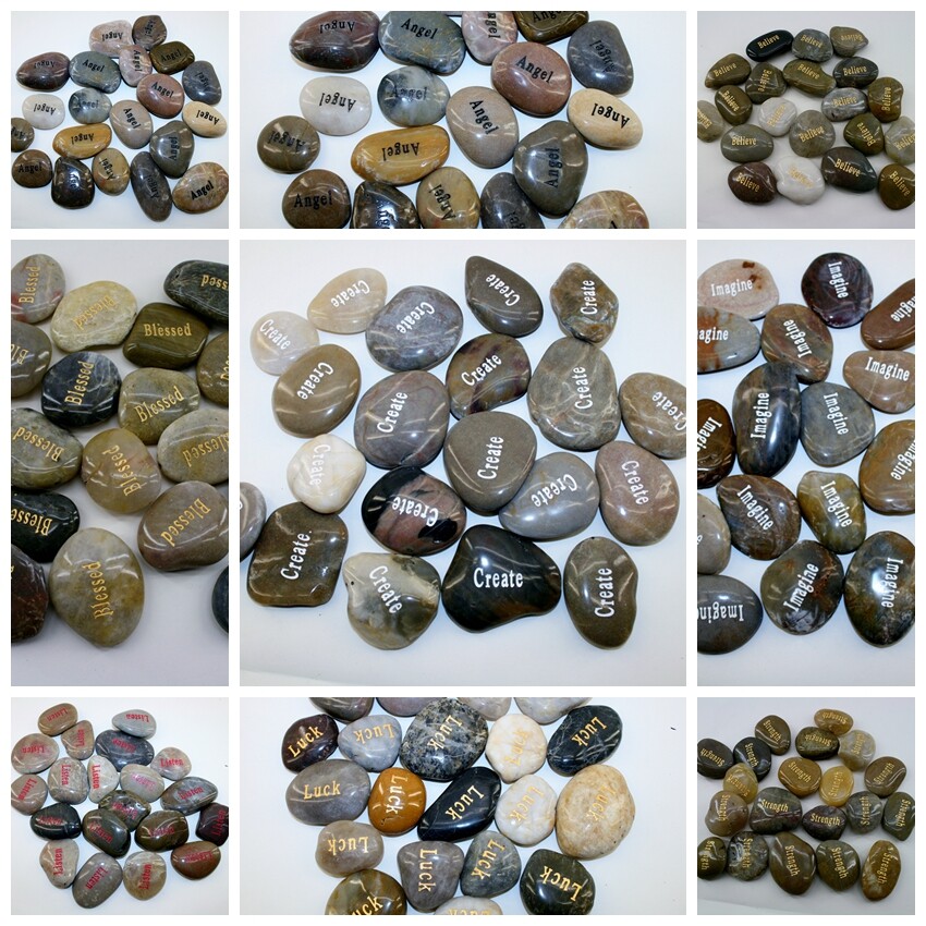 Lot 40pcs Inspirational Word Stones Etched Achieve Believe Dream hope Faith Love gallery