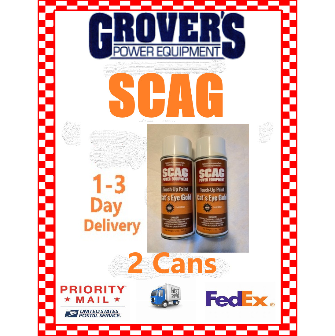 Scag Cat's Eye Gold Spray Paint - Part # 48521 - Scag Orange - Two Cans $56.95 gallery