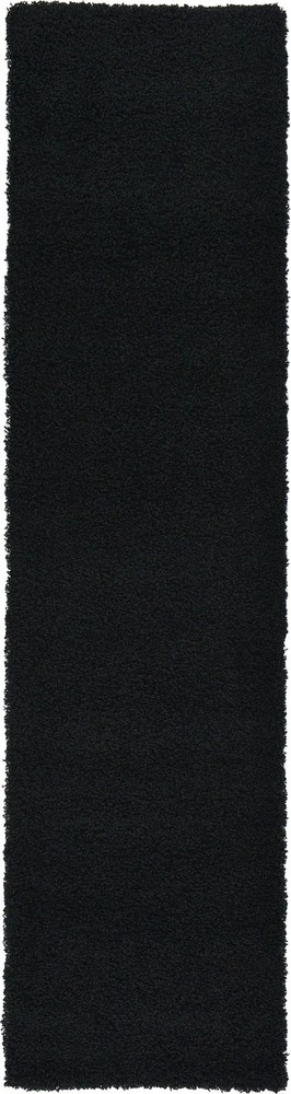Jet Black 2X6 Rectangular Solid Shag Rug Soft Cozy Indoor Stylish Decor