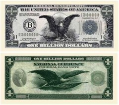 100 TOTAL – Classic Billion Dollar Eagle Party Novelty Fake Poker Money Bills