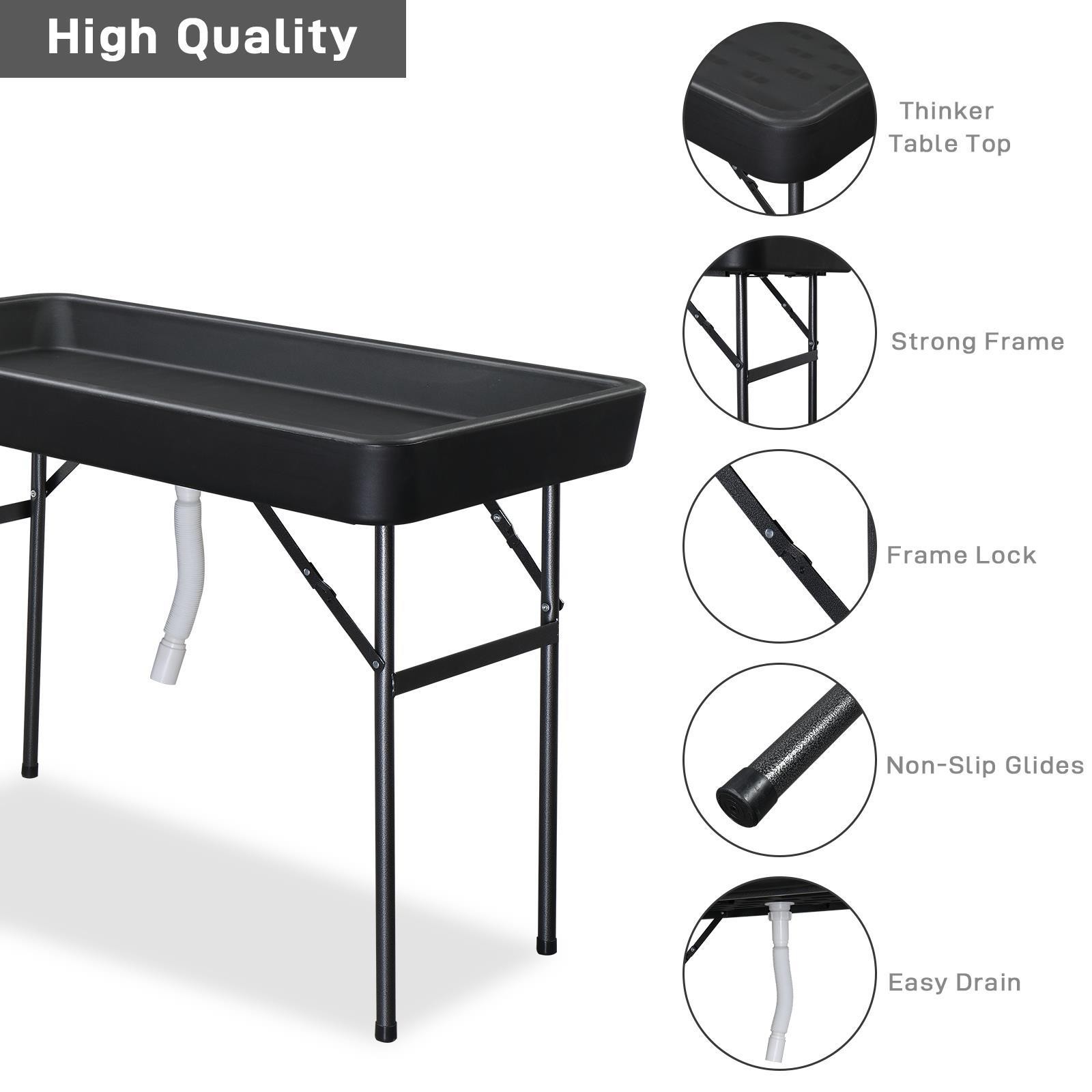 4 FT Folding Ice Bin Table Outdoor Ice Cooler Table w/Matching Skirt Party BBQ gallery