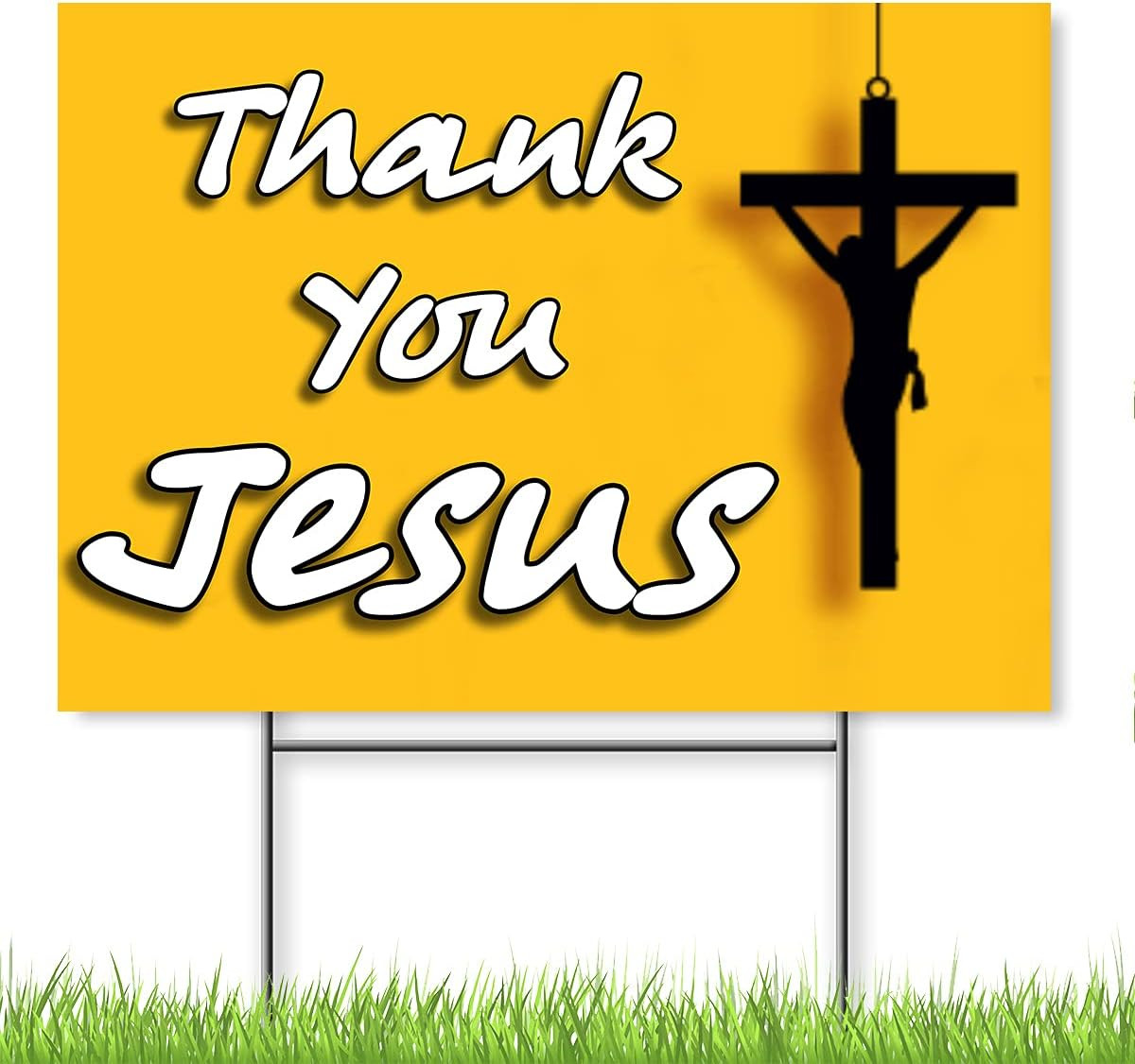 Thank You Jesus Yard Sign - 14X10 Double Sided Jesus Loves You Lawn Signs - M... gallery