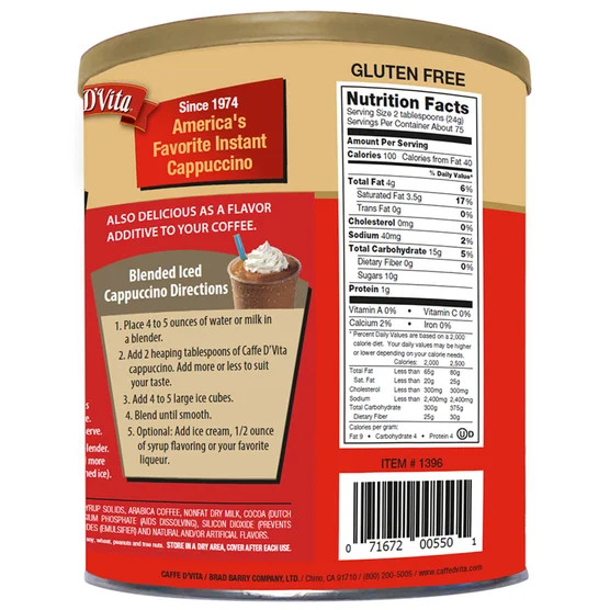 2-Pack Caffe D'Vita, Instant Mocha Cappuccino, 4 lbs gallery