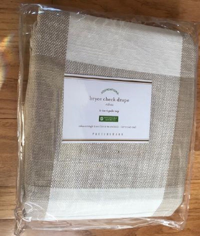 Pottery Barn Bryce Buffalo Check Drapes Set 2 Neutral 50x 96 Curtains Pair New🦩 gallery