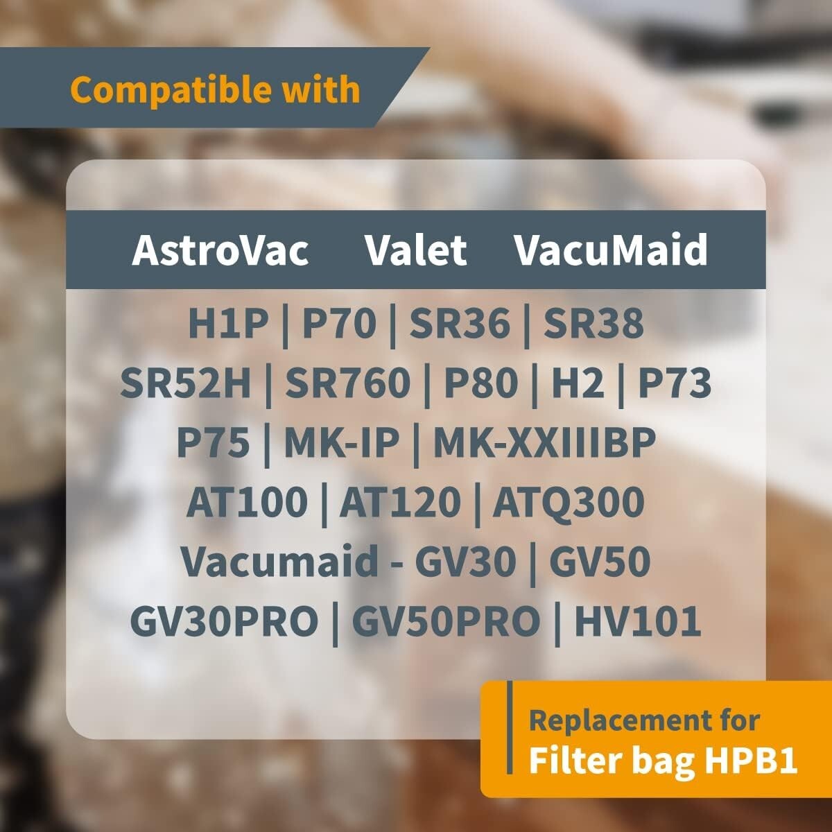 POWERTEC 75044 Non Woven Fabric Filter Bag for AstroVac & Valet Central HPB1,3PK gallery