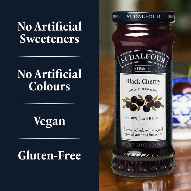St. Dalfour, Black Cherry Fruit Spread Jam Jelly Preserves Made In France 10 oz gallery