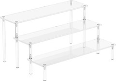 3-Tier Clear Acrylic Display Risers – Large Perfume & Shelf Organizer Stand