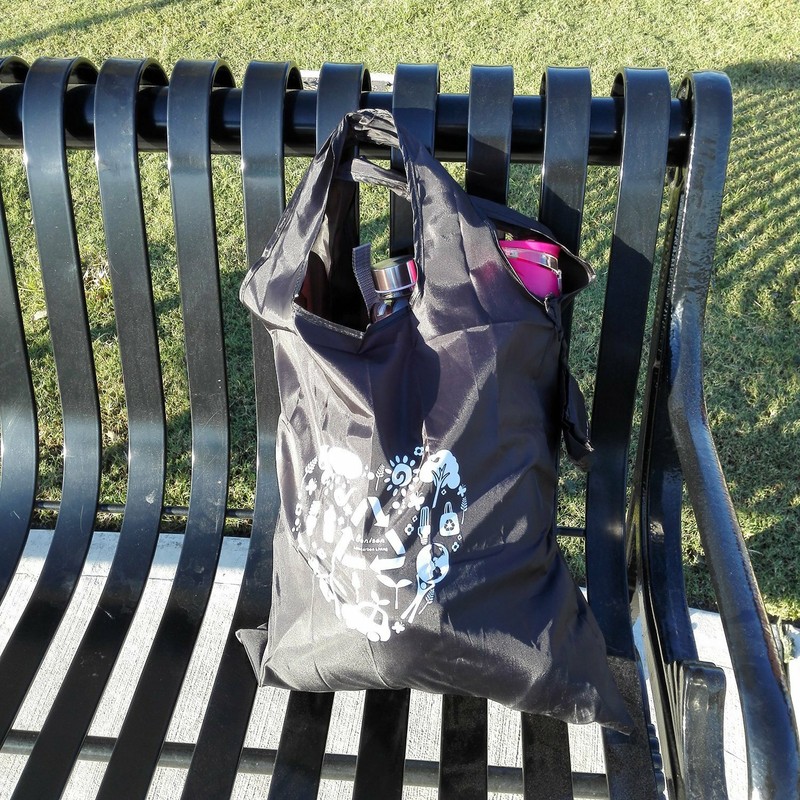 Reusable Water Resistant Foldable Polyester Grocery Shopping Bags 3 Black+3White gallery