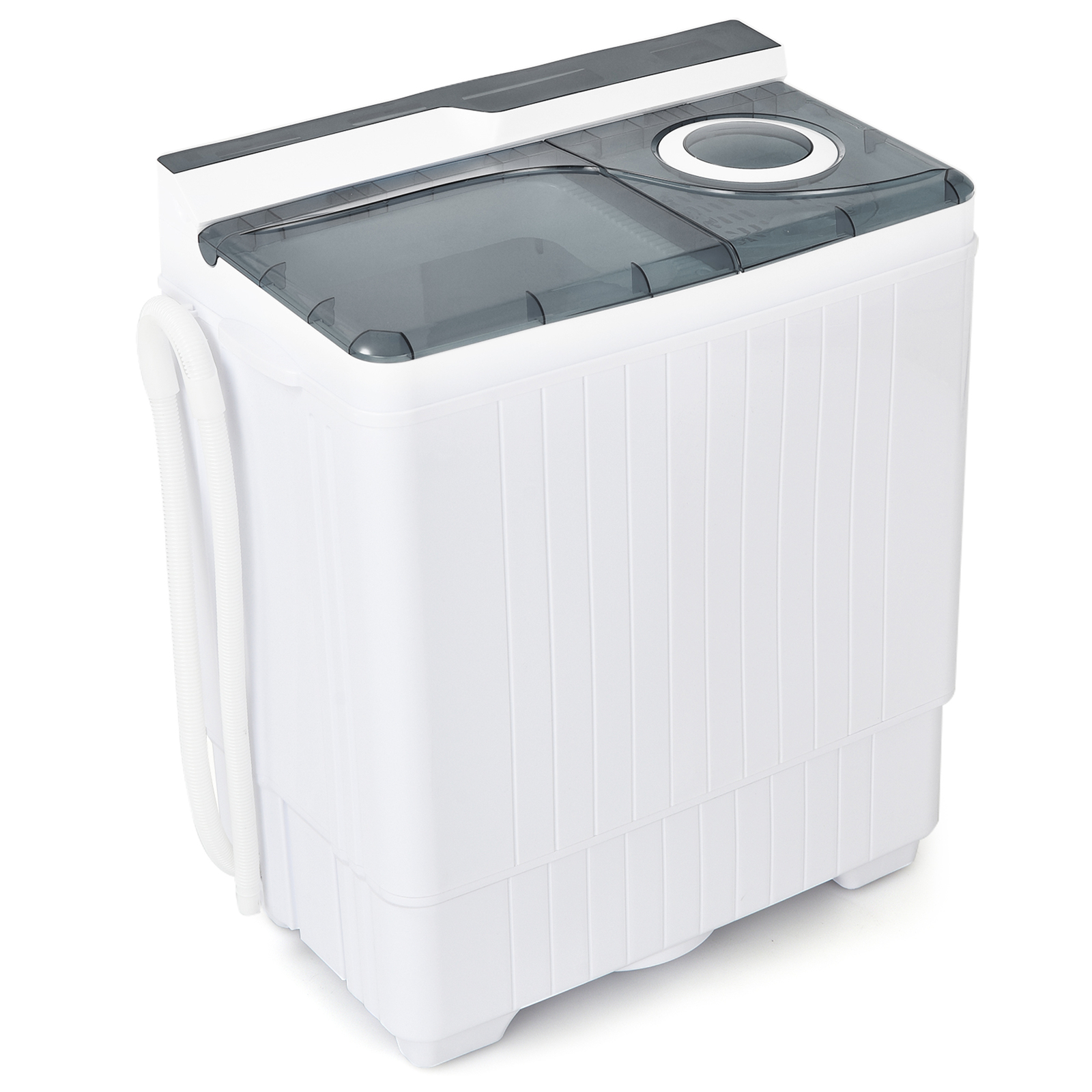 Portable Semi-automatic Washing Machine 26 lbs Twin Tub Laundry Washer Grey gallery