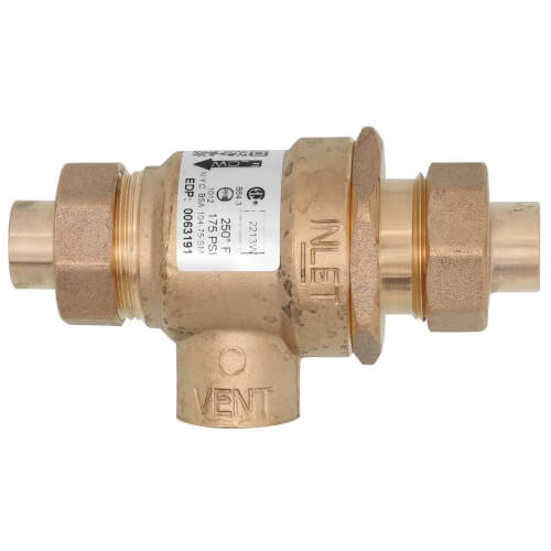 Watts 0063191 Backflow Preventer 3/4" Brass 175 PSI 33F-250F Connection gallery
