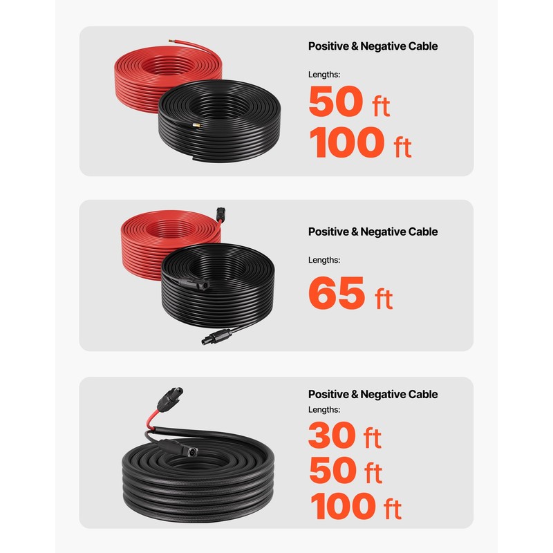 Uimoso 30FT Solar Panel Extension Cable 10AWG Wire Flame-Resistant Connectors gallery