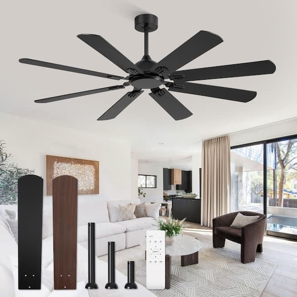 62 in Smart Indoor/Outdoor Black Ceiling Fan with Remote F-YW62BK-1D02 gallery