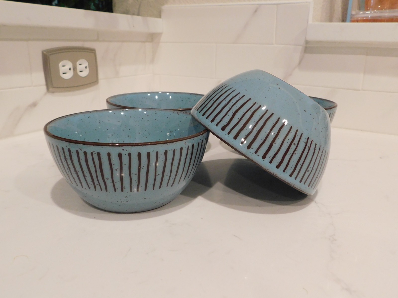 CLOSE-OUT (4) Over and Back Blue Back to Origins Cereal Bowls (2 sets available) gallery