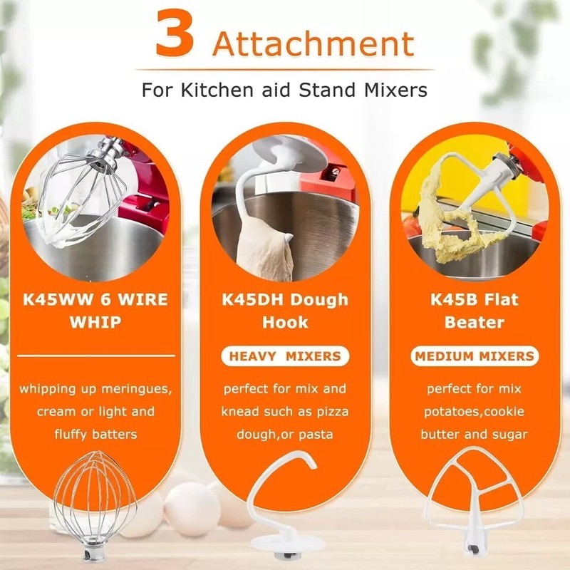 Stand Mixer Attachments 3-Piece Kit -Replace for Kitchen aid Accessories K45W... gallery