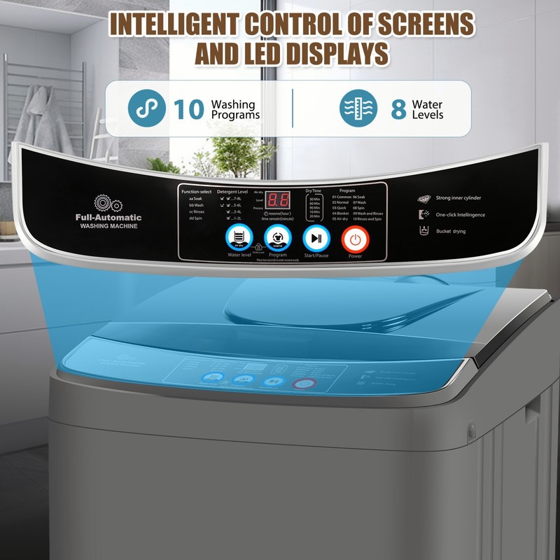 Portable Full-Automatic Washing Machine,15.6lbs Compact Washer Shock Absorption gallery