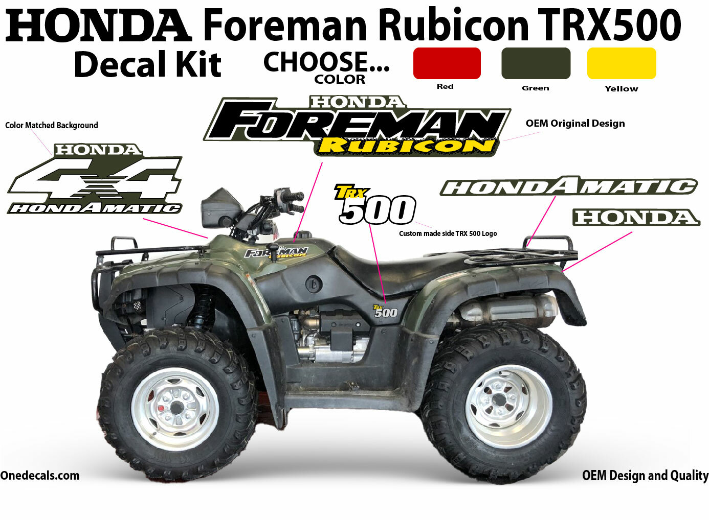 Honda Foreman Rubicon Decal Kit Sticker Graphics Emblem 2001 2002 2003 2004 OEM gallery