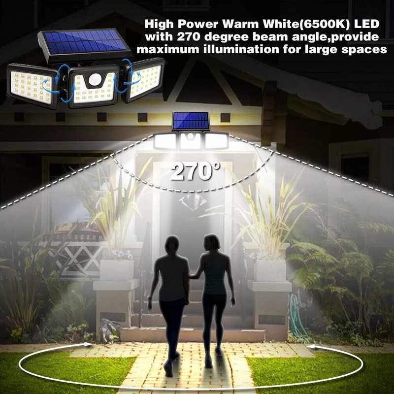 1-2 Pack LED Motion Sensor Solar Lights Outdoor IP65 Waterproof Security Lamp gallery