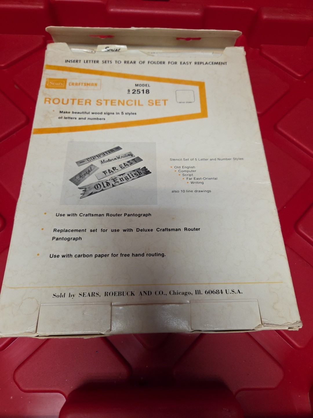 Vintage Sears Craftsman Router Stencil Set Kit # 2518 Old English Script Modern gallery