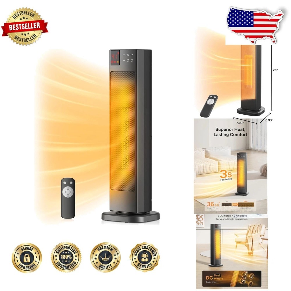 Powerful 1500W Tower Heater | Programmable Thermostat, 12H Timer, Quiet 55dB...
