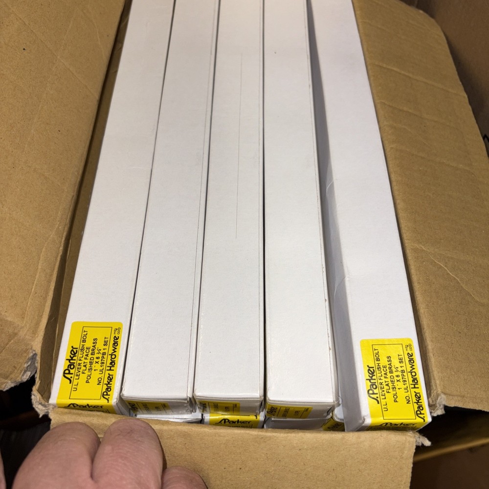 S. Parker 197BP Flat Face Polished Brass Flush Bolts 1" × 6 3/4" NEW- Lot Of 10