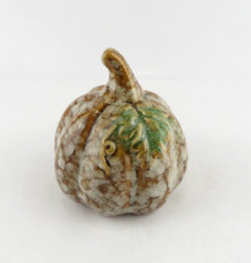 Ceramic Pumpkin w/ Leaf -Brown Speckled Glaze- Fall Seasonal Home Decor 4″ Tall