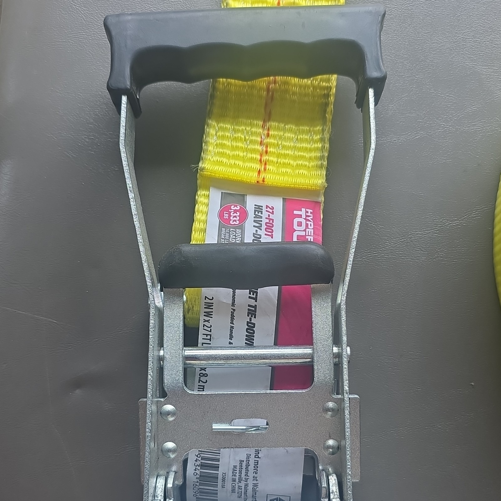 Hyper Tough 2in x 27ft Heavy-Duty Ratchet Tie-Down Strap J-Hook 3,333lb WLL gallery