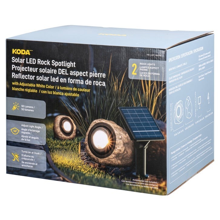 KODA Solar LED Rock Spotlight Set, 2-Pack 25LM Faux Stone Landscape Accent Light gallery