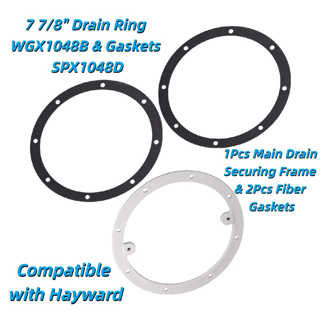 For Hayward 1Pcs 7 7/8" Drain Ring WGX1048B & 2Pcs Fiber Gaskets SPX1048D New gallery