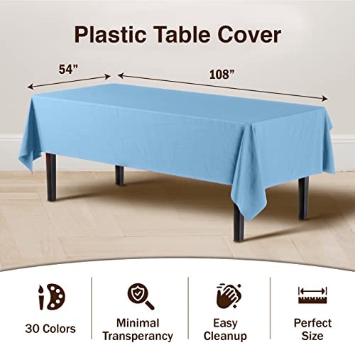 Exquisite 6-Pack Premium Plastic Tablecloth 54in. X108in. Rectangle Light Blue gallery