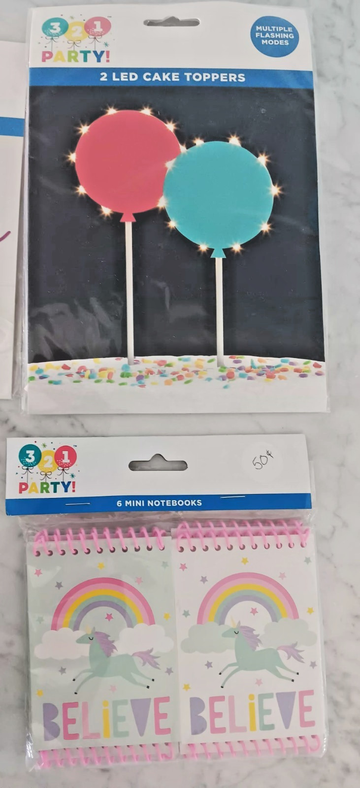 321 Party! Birthday Balloons LED CAKE TOPPER, HATS, NOTE BOOKS lot of 6 NEW gallery