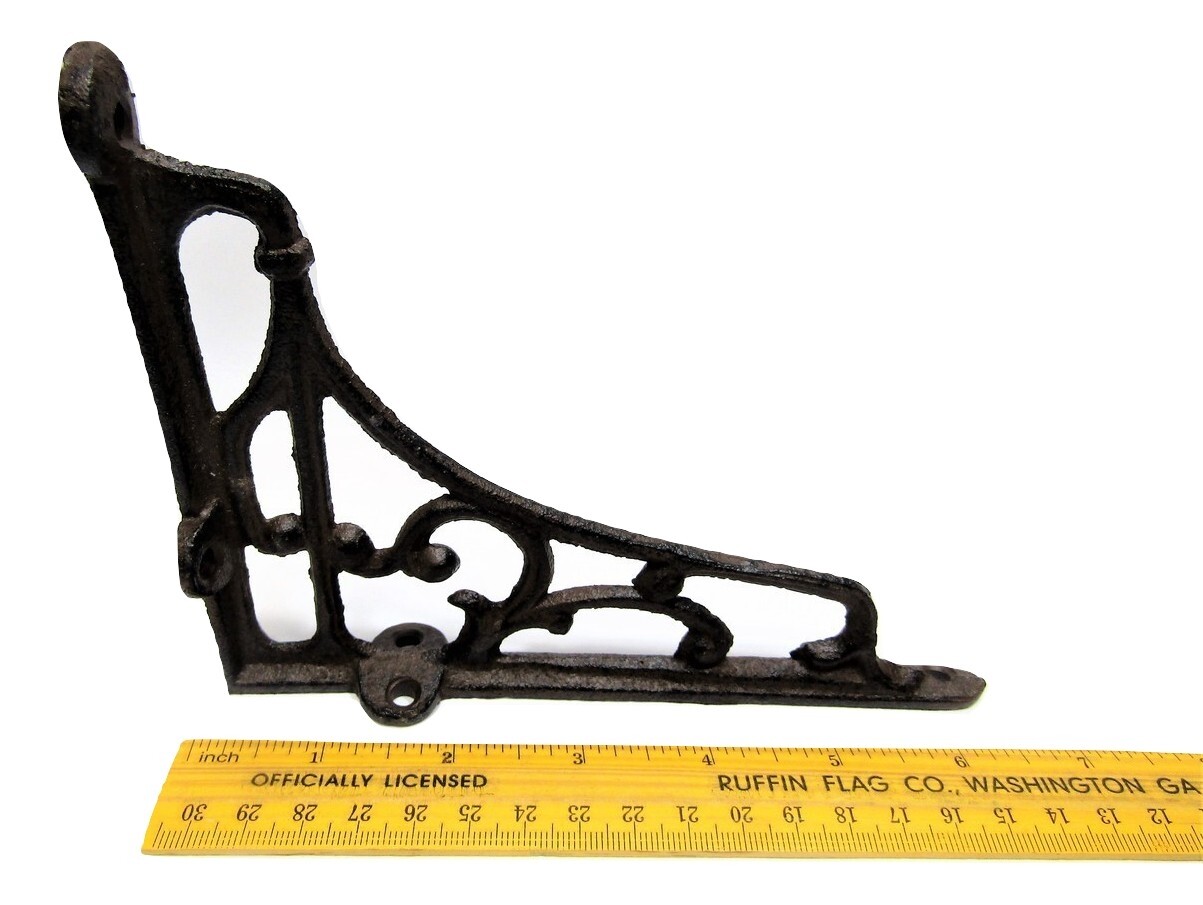 Set of 4 Cast Iron Shelf Brackets Classic 5" x 6.5" Hanger New Antique-Style gallery