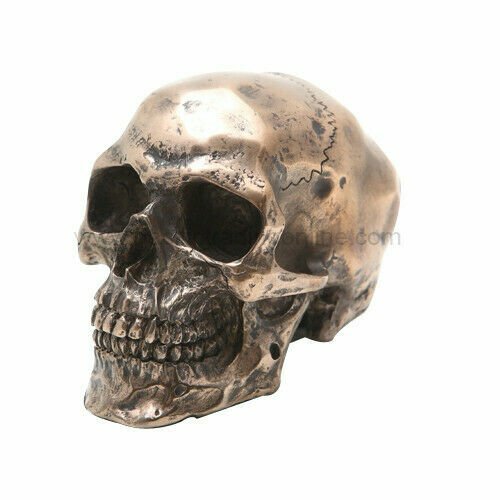PTC 3.25 Inch Small Bronze Finish Skeleton Skull Statue Figurine gallery