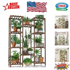Large Multi-Functional Plant Shelf with 180 lbs Capacity – Brown Wood Design