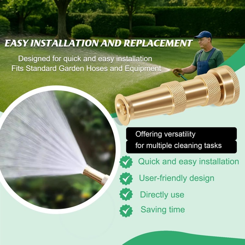 Brass Adjustable Spray Nozzle with Powerful Water Stream for Garden Hoses gallery
