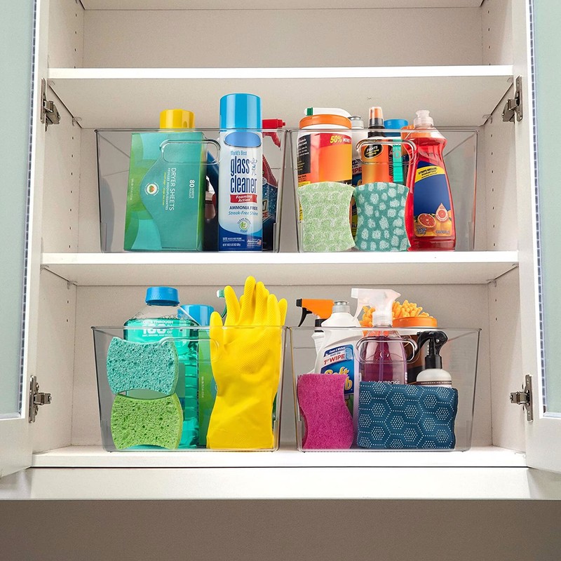 New - 4 Pack XLarge Plastic Storage Organizer Container Bins with Cutout Handles gallery