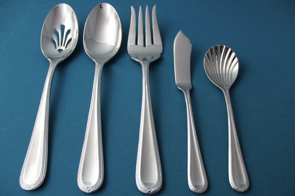 Gorham BRAID Serving (5pc Set) Tablespoon Pierced Glossy 18/10 China NEW 6 5/8"