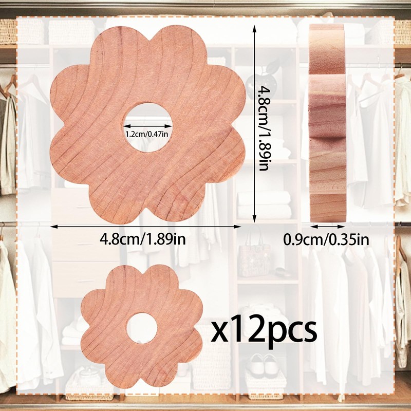 12 Pcs Cedar Blocks for Clothes Storage Flower Cedar Chips for Closets and Dr... gallery