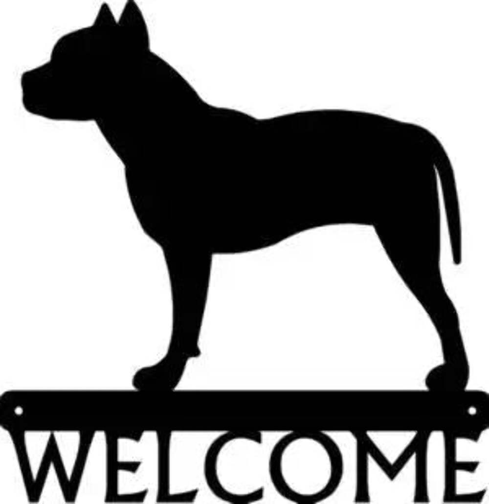 Pit Bull Terrier Dog Welcome Sign - Made in America - Outdoor Decor gallery