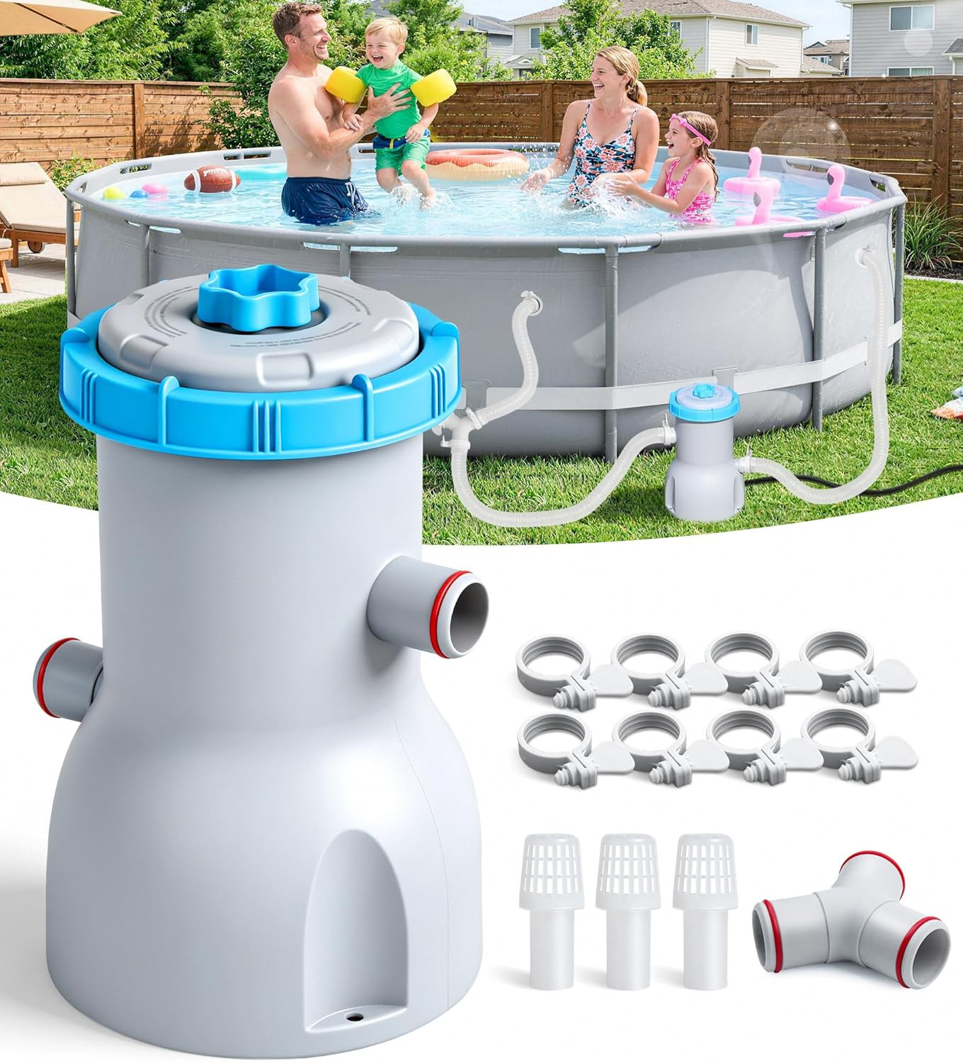 800 GPH above Ground Pool Filter Pump, Energy-Saving Pool Cartridge Filter Pump gallery