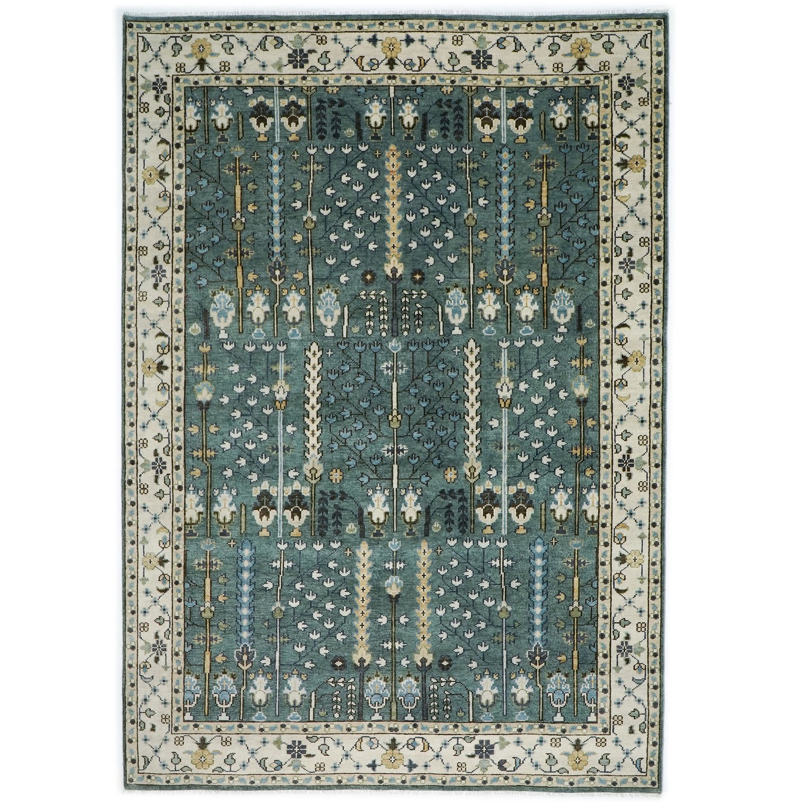 9'11''x14 Hand Knotted Wool Celadon Oushak Transitional Rug gallery